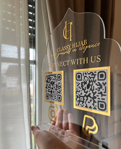 Social Media & Kontakt QR-Code Schild